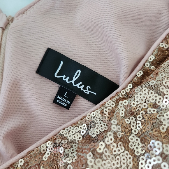 Lulus Gold Sequin Dress Size Large - Picture 3 of 8
